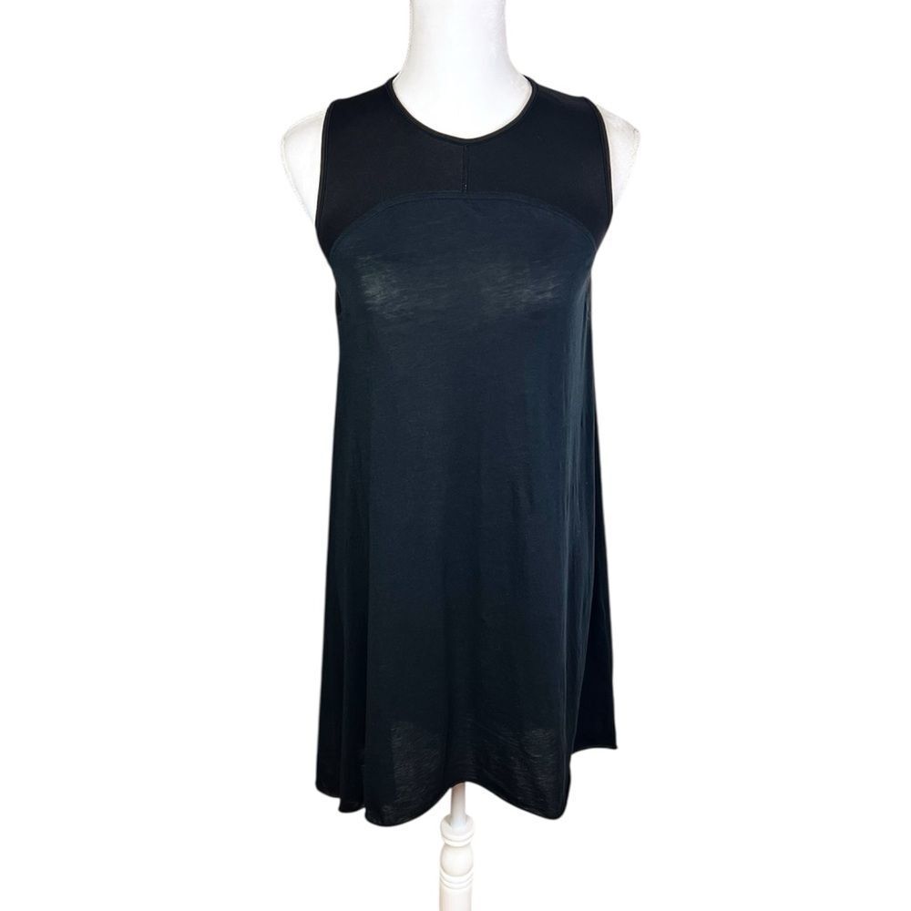 SKINGRAFT Black Scuba Neoprene Knit High Low Sleeveless A-Line Dress Size Small